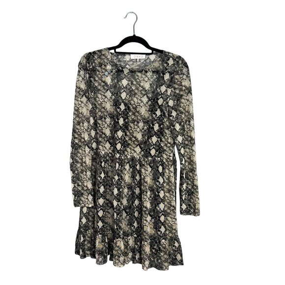 NWOT WAYF Snakeskin Print‎ Mesh Tiered Skater Dress Long Sleeve Layered Small - Picture 1 of 9